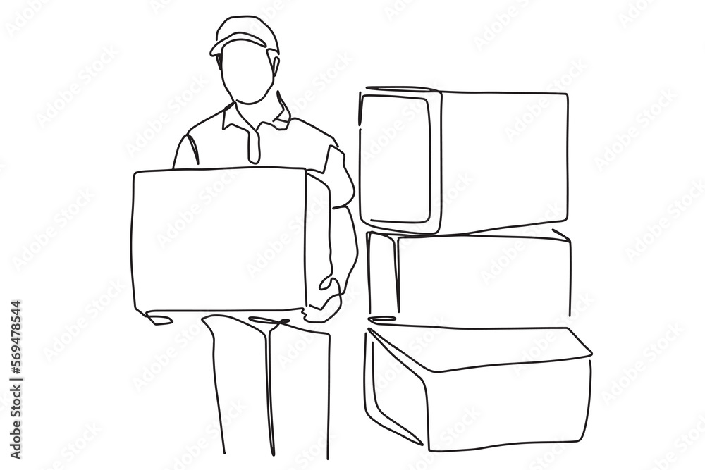 one line continuous line courier online shopping delivery vector illustration hand drawn one line continuous line courier online shopping delivery vector illustration hand drawn