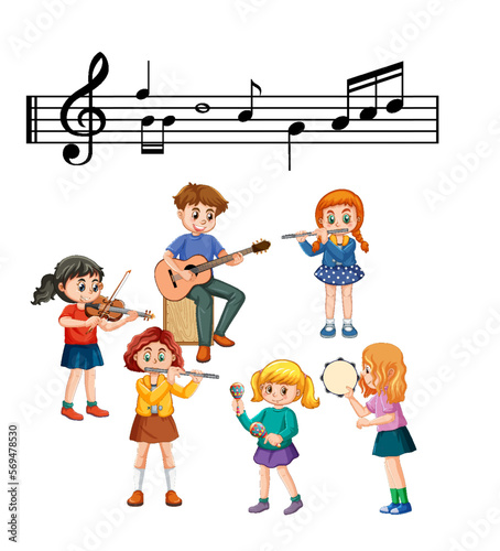 Music band kids cartoon