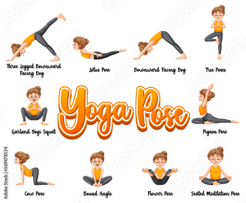 Set of yoga postures