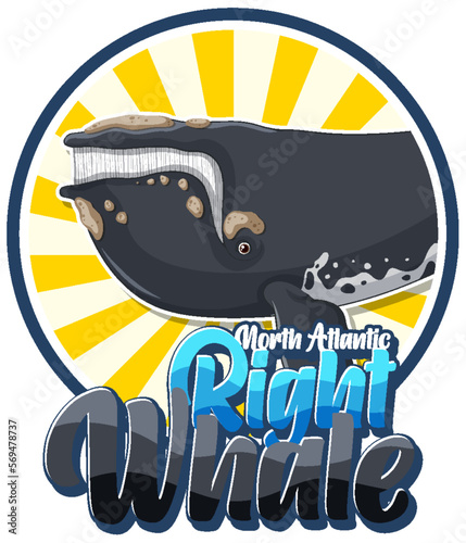Right whale logo with carton character