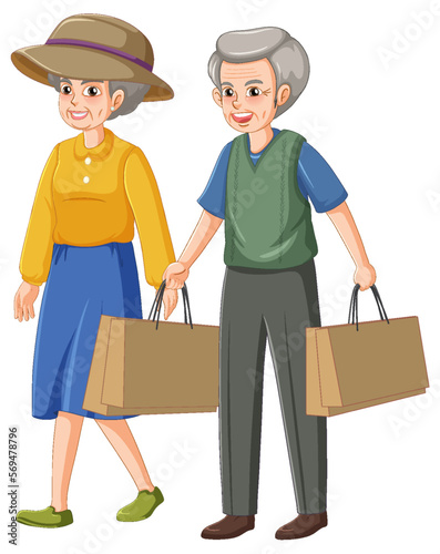 Happy senior couple shopping