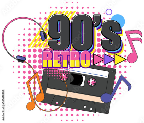 90s retro party with cassette tape