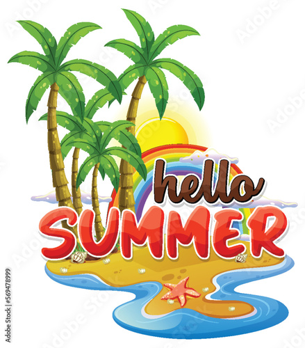 Hello summer logo template