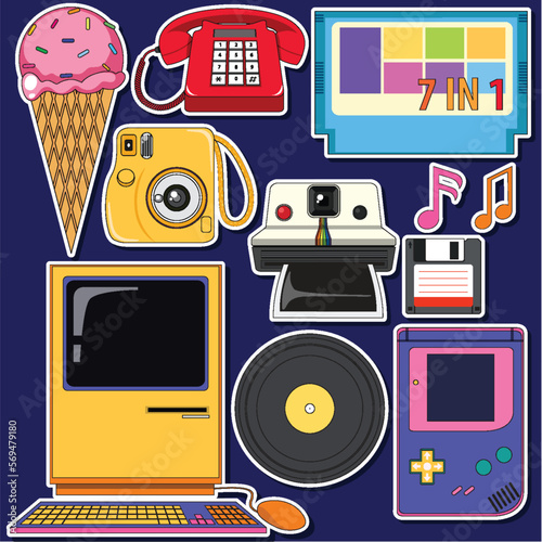 Retro objects and elements set