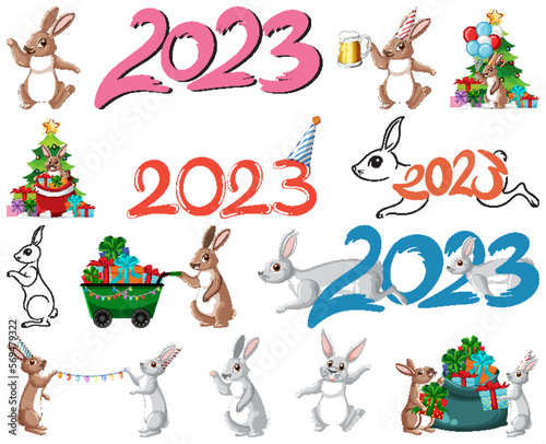 Set of 2023 new year element icon
