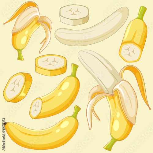 Yellow banana fruit with background