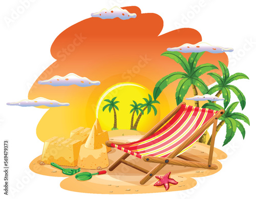 Summer beach scene template