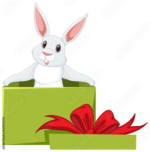 Cute grey rabbit cartoon character