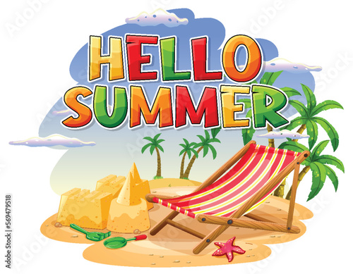 Hello summer logo template