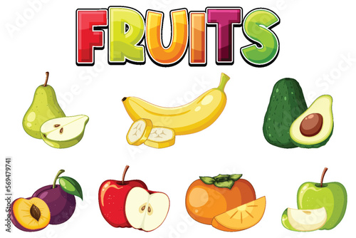 Set of fruits cartoon