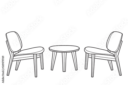 chair coffee shop restaurant home decoration vector illustration hand drawn