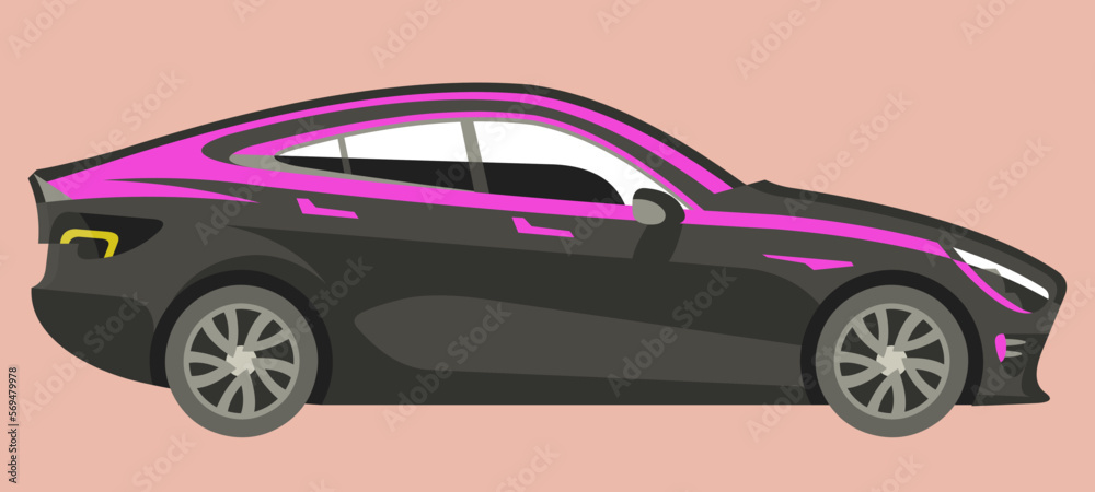 modern fast car with pink elements