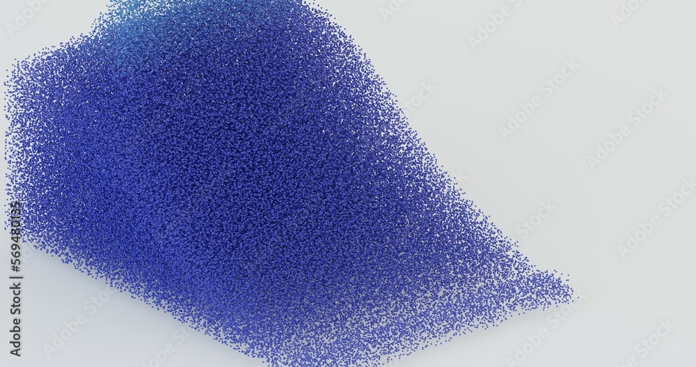 fluid from a system of particles. 3D illustration and rendering.