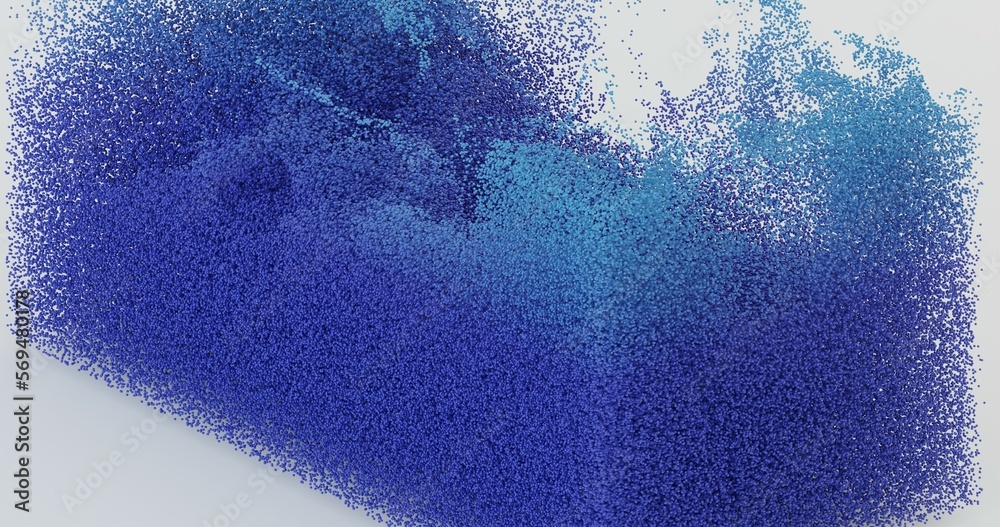 fluid from a system of particles. 3D illustration and rendering.