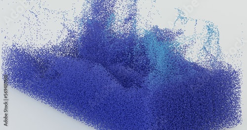fluid from a system of particles. 3D illustration and rendering.