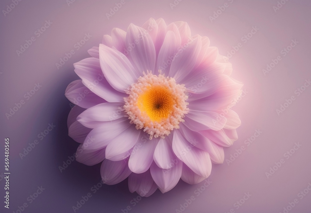 Unusual single purple flower close-up. Generative AI.