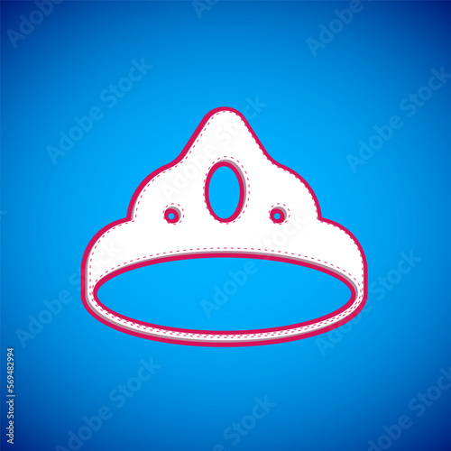 White King crown icon isolated on blue background. Vector