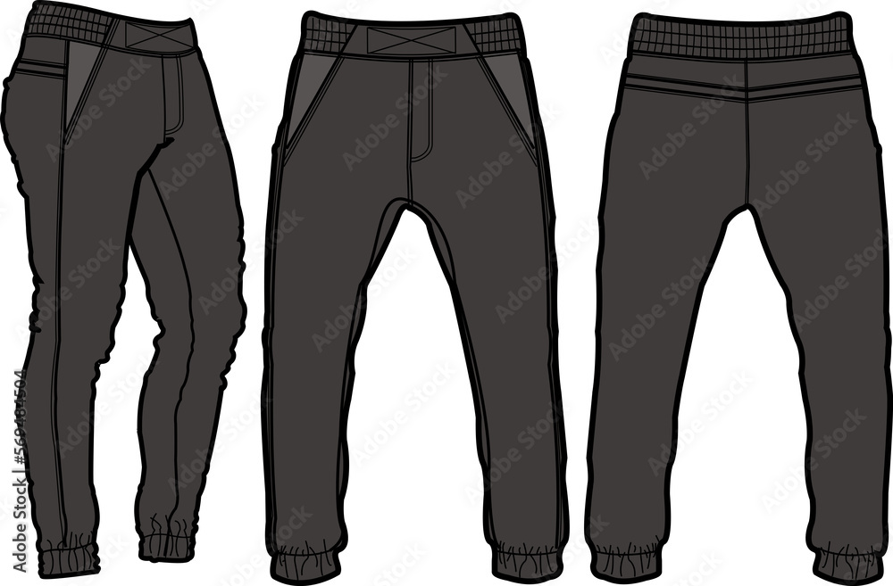 Jogger design template, Activewear waist elastic drawstring Jogger design template, Activewear waist elastic drawstring