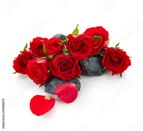 Valentine day red roses isolated on white background
