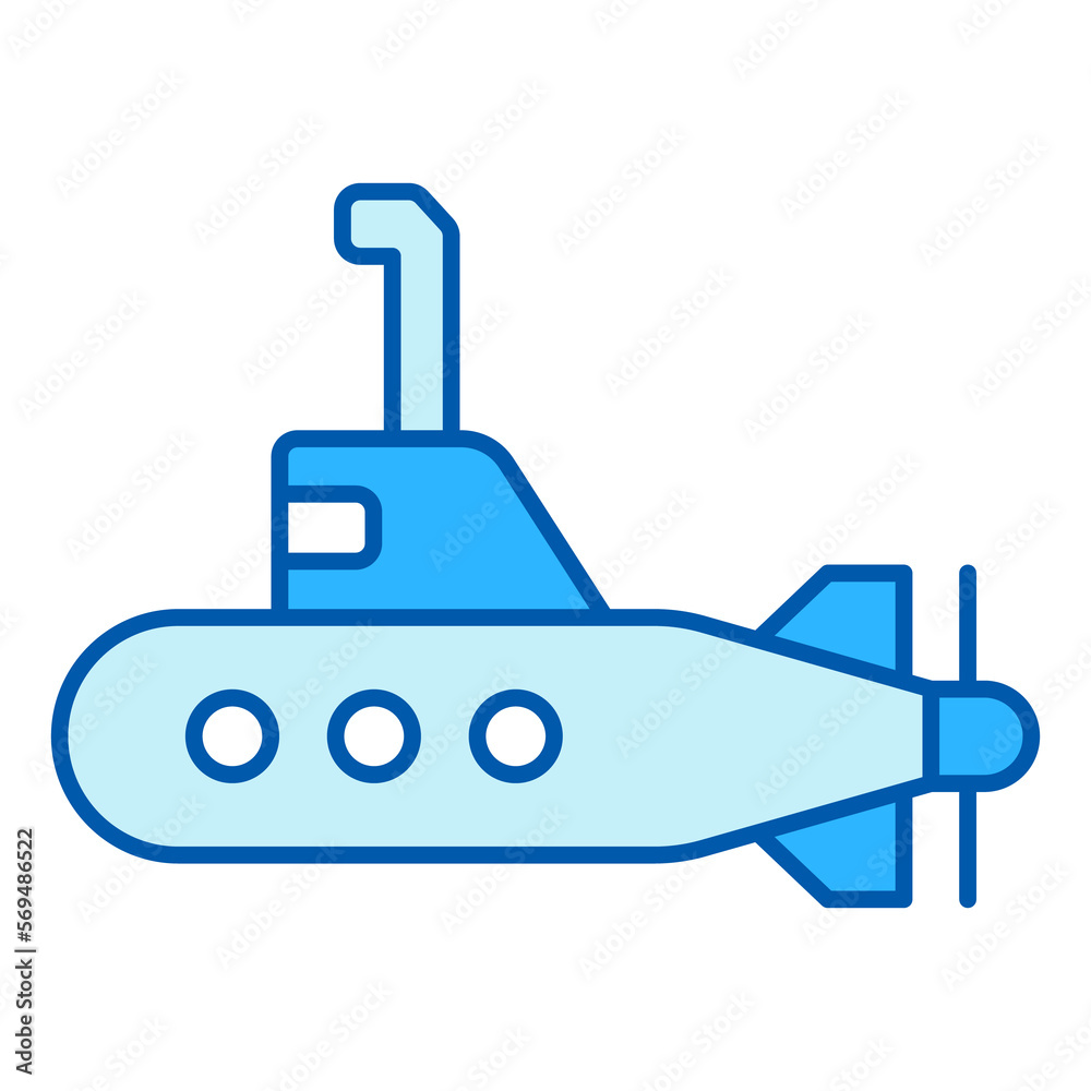 Submarine with periscope - icon, illustration on white background, similar style Submarine with periscope - icon, illustration on white background, similar style