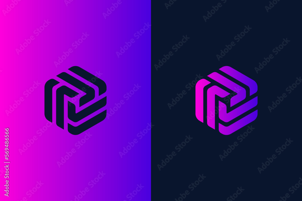 Hexagonal Logo with Check Icons Inside Hexagonal Logo with Check Icons Inside
