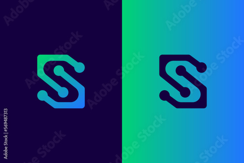 nitial Letter S Tech Logo