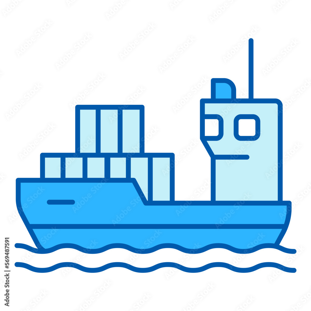 Container ship at sea - icon, illustration on white background, similar style Container ship at sea - icon, illustration on white background, similar style