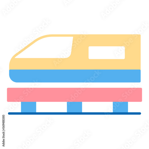 High-speed magnetic levitation train - icon, illustration on white background, flat color style
