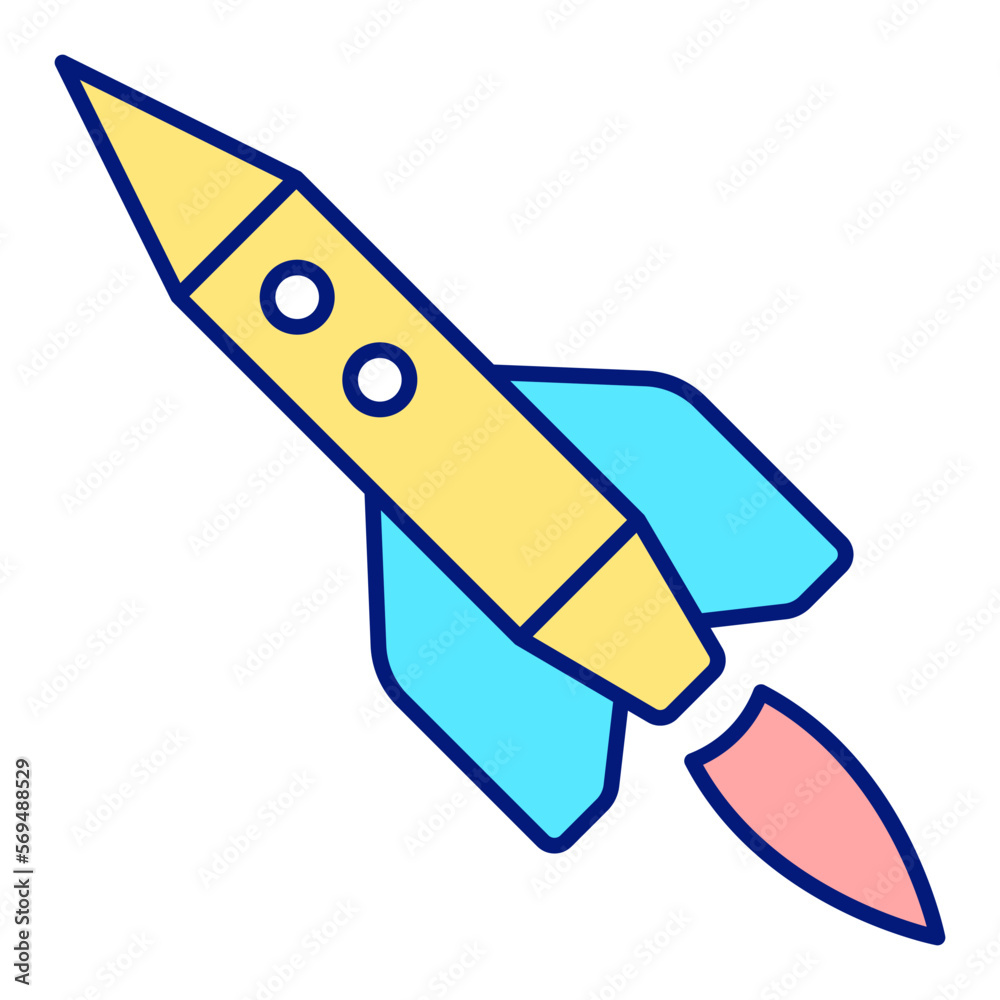 Passenger rocket in flight - icon, illustration on white background, color style Passenger rocket in flight - icon, illustration on white background, color style