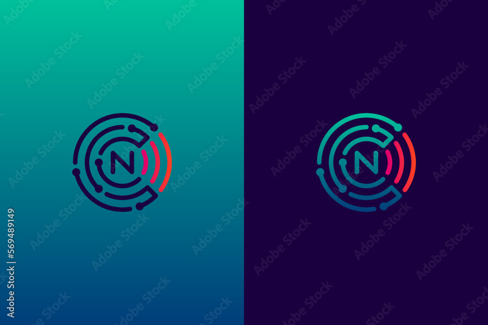 Initial Letter N Tech Monogram Logo Template Initial Letter N Tech Monogram Logo Template