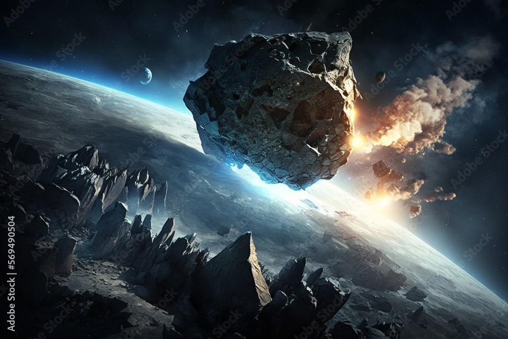 Obraz na plátně Giant Asteroid Danger Illustration