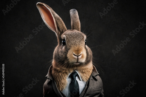 Portrait of a Rabbit dressed in a formal business suit, generative ai  © PRINTS