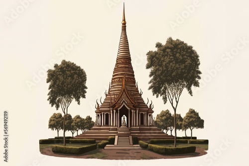 The Phra Mahathat Kaen Nakhon Temple at Wat Nong Waeng Generative AI photo