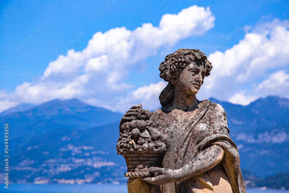 View of Villa del Balbianello overlooking Lake Como in Lenno, Lombardy, Italy