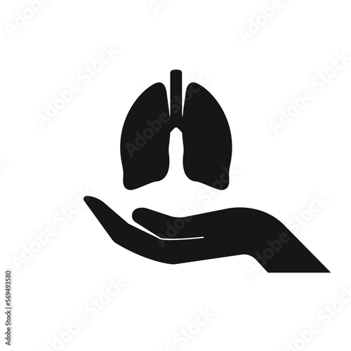 Vector icon lungs in hand isolated on white background.
