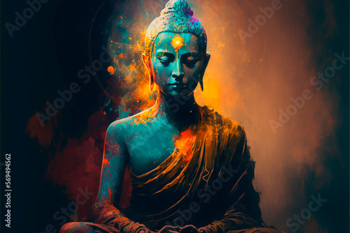 Tibetan monk. Buddhist monk. AI generation photo