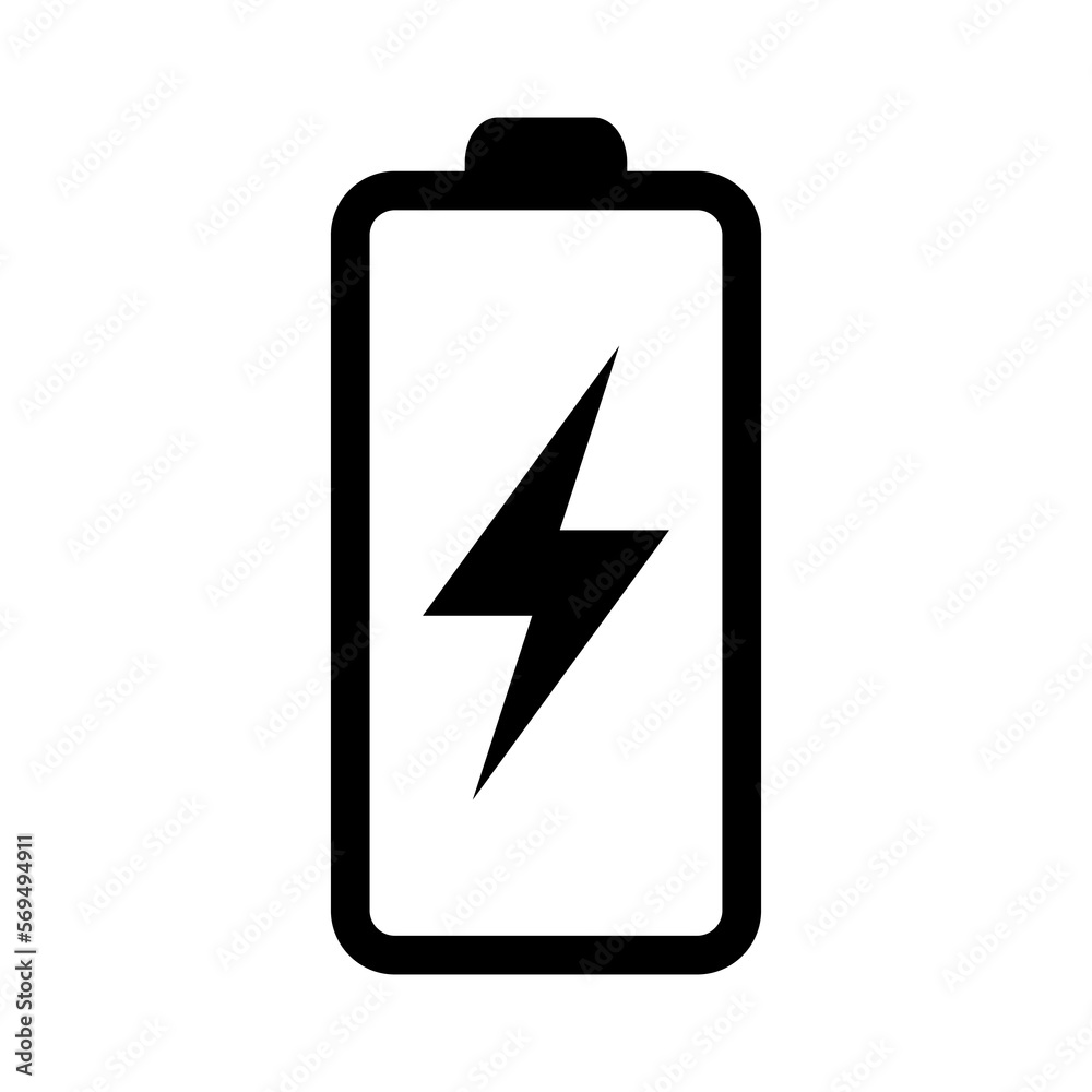 Battery icon with lightning bolt sign. Battery charging icon with lightning bolt symbol. Battery icon with lightning bolt sign. Battery charging icon with lightning bolt symbol.