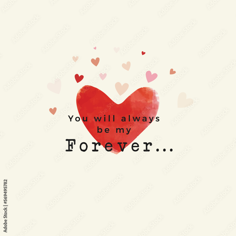 Romantic quote with hearts for Valentine's day