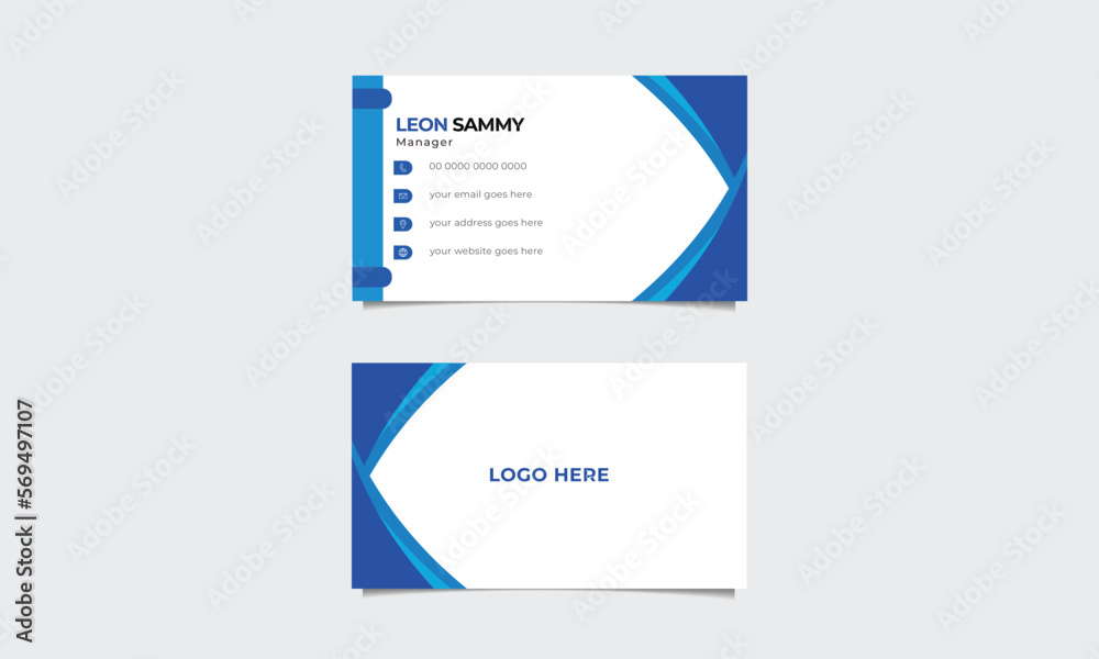 Modern and simple blue business card.Creative vector name card design template. Modern and simple blue business card.Creative vector name card design template.