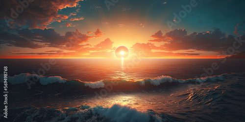 sunset over the ocean created with Generative AI technology © Robert Herhold