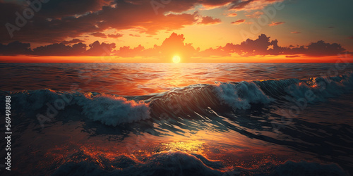 sunset over the ocean created with Generative AI technology