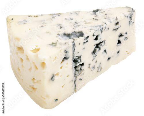 Canvas-taulu Wedge of soft blue cheese with mold isolated on transparent background