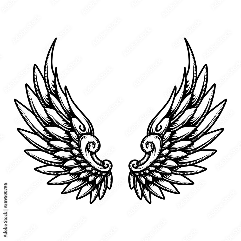 Obraz premium vector angel wings tribal tattoo