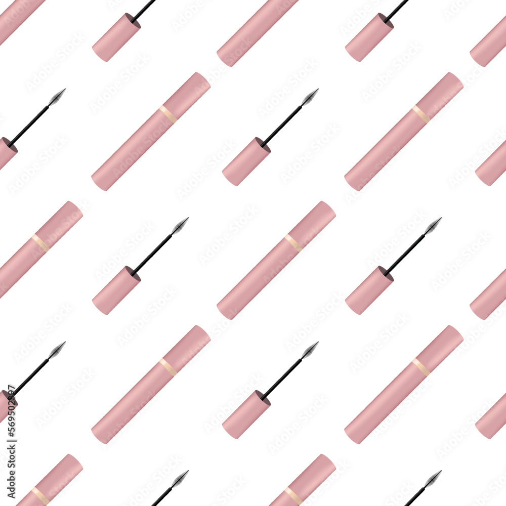 Vector seamless pattern mascara, realism. Isolated on white background Vector seamless pattern mascara, realism. Isolated on white background