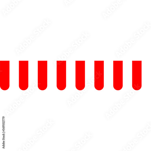 Commercial canopy awning for store flat design.  Tent with white and red stripes for market, shop. design element