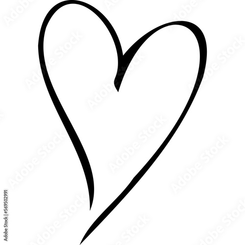 Hand drawn heart. Love sign. Object for design. Black and white illustration. Handdrawn rough marker or ink pen heart