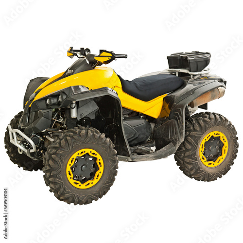 Yellow quad bike offroad