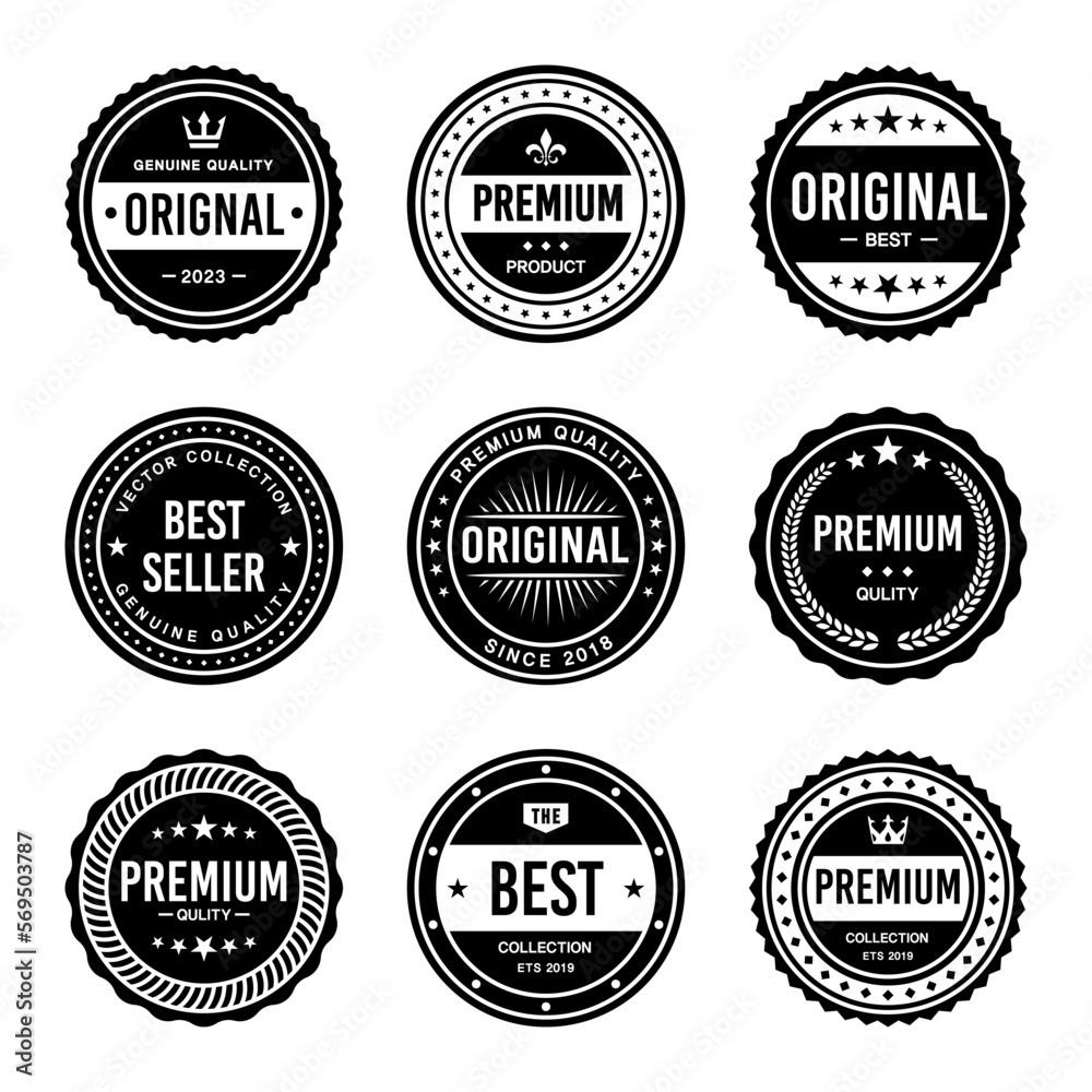 Classic Vintage Retro Premium Vector Badge, Emblem, Logo, Label, Sticker, Stamp, Symbol, Seal, Banner Frame Collection Set