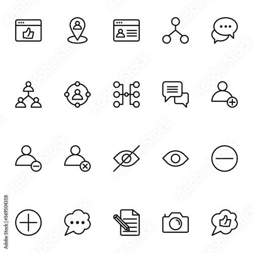 Outline icons for Social Networks