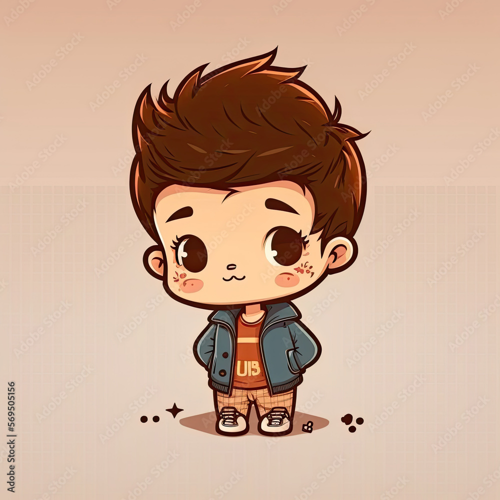 Small boy on colorful background, funny cartoon character, school kid. Generative AI Small boy on colorful background, funny cartoon character, school kid. Generative AI
